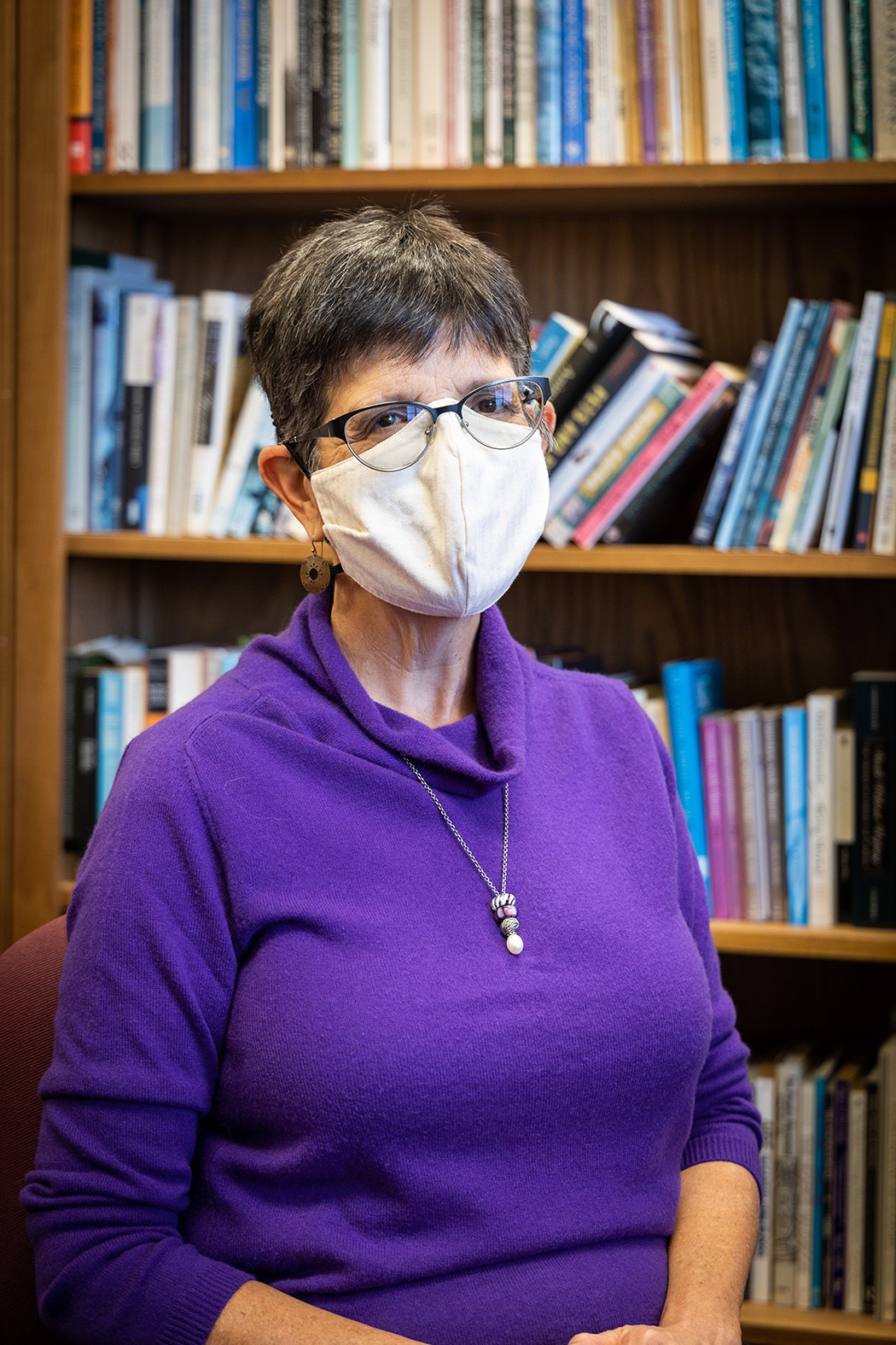 Portrait of Betsey Hayes wearing a mask