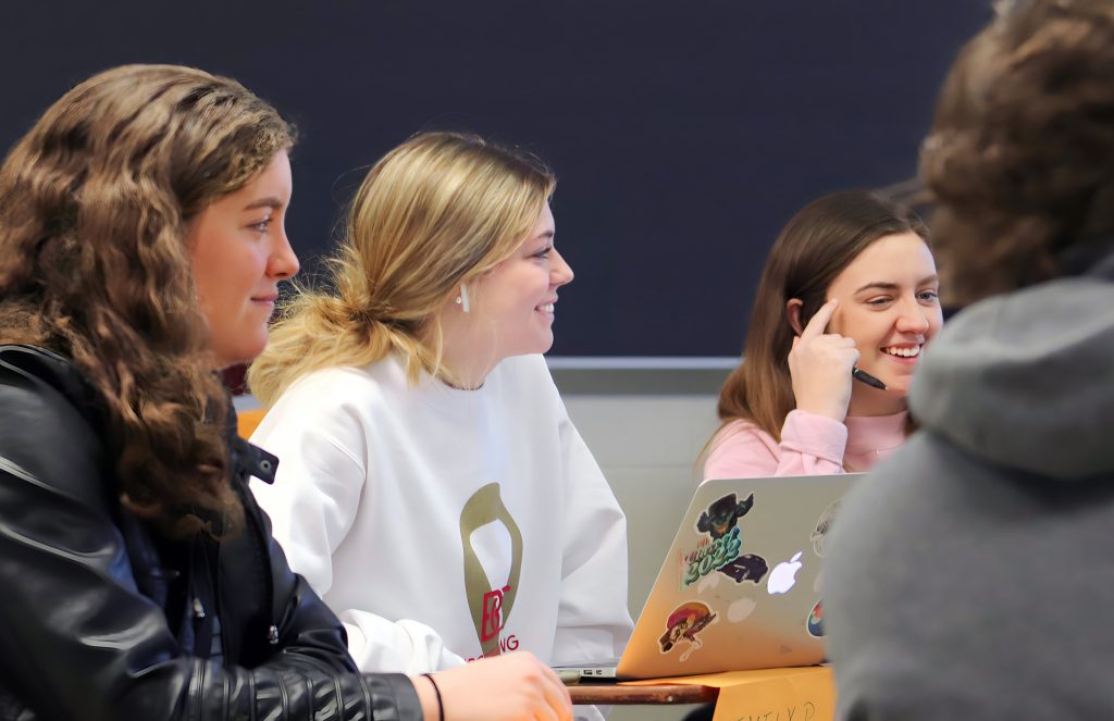 Students in the Secondary Teacher Education Program at Bridgewater College discuss educational psychology in a socratic seminar. 