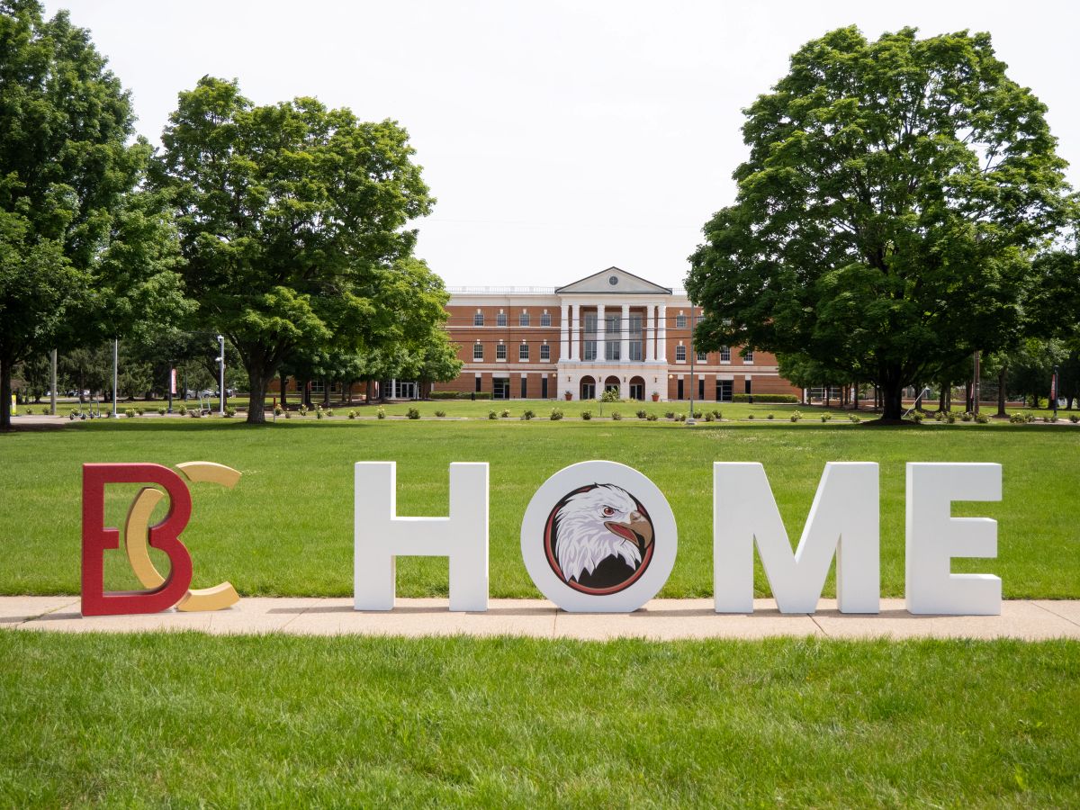 B-C Home sign in front of McKinney center for science